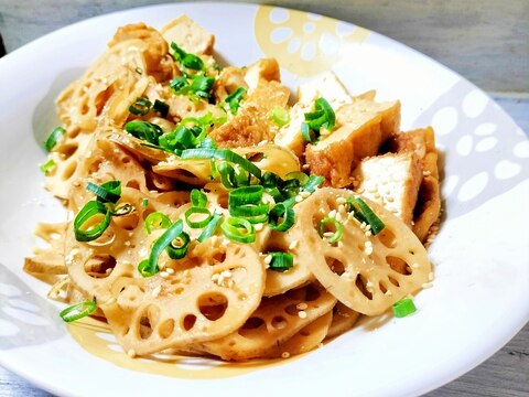 厚揚げとれんこんのさっぱりポン酢炒め